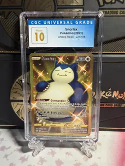 Pokemon Chilling Reign CGC 10 Pristine Snorlax 224/198 Secret Rare Shiny Gold - Image 1