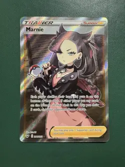 Pokemon Marnie Full Art Holo Ultra Rare Card 200/202 Sword & Shield Base Set - Image 1