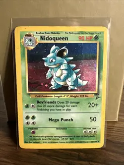Pokemon TCG Holo Rare Nidoqueen Card 12/130 Base Set 2 Partial Swirl - Image 1