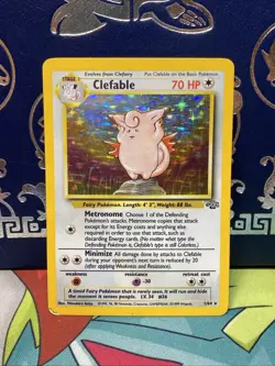 Pokemon TCG Clefable Holo Rare Card Base Set 1/64 Jungle MP + - Image 1