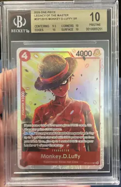 2025 One Piece OP12 015 MONKEY D. LUFFY BGS Pristine 10 - Image 1