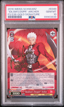 PSA 10 Weiss Schwarz Fate Stay Night Archer English Signed FS/S36-E049 SP Foil - Image 1