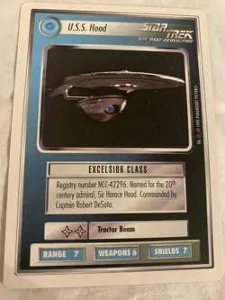 Star Trek CCG 1E WB94 Alpha USS HOOD Rare Card NEVER PLAYED - Image 1