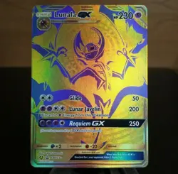 Lunala GX SM103a NM Black Star Promo Hidden Fates Gold Full Art Pokemon TCG Card - Image 1