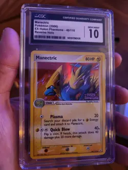 (POP 4) CGC 10 GEM MINT Manectric REVERSE HOLO 46/110 Ex Holon Phantoms Pokemon - Image 2
