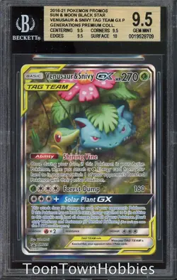 BGS 9.5 Pokemon - Venusaur & Snivy GX SM229 - Tag Team Generations Prem Coll - Image 1