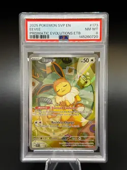 2025 Pokemon SVP En Prismatic Evolutions ETB #173 Eevee PSA 8 NM-MT - Image 1