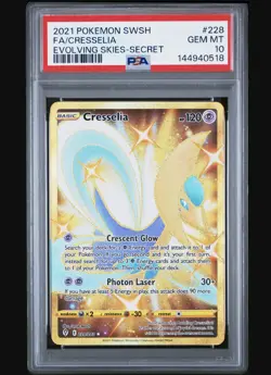 2021 POKEMON SWORD & SHIELD EVOLVING SKIES SECRET #228 FULL ART/CRESSELIA PSA 10 - Image 1