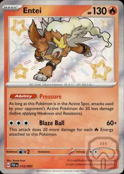 Entei 112/091 Shiny Rare Paldean Fates Pokemon Holo NM/M - Image 3