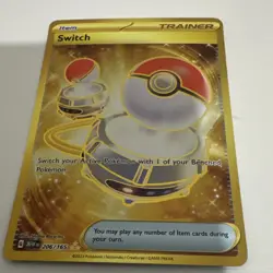 Pokemon Switch Gold Secret Rare full art Holo Trainer Item 206/165 SV151 - Image 1