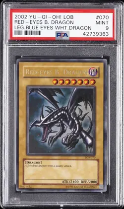2002 YU-GI-OH! LOB-LEGEND OF BLUE EYES WHITE DRAGON RED-EYES B. DRAGON PSA 9 - Image 1