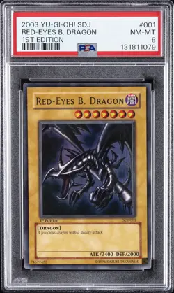 2003 YU-GI-OH! STARTER DECK: JOEY 1ST ED #001 RED-EYES B. DRAGON PSA 8 - Image 1
