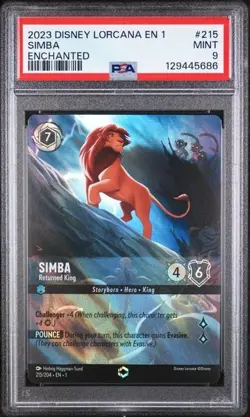 Disney Lorcana 2023 Simba Returned King Enchanted PSA 9 The First Chapter - Image 1