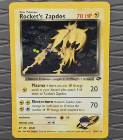 Rocket's Zapdos 15/132 Gym Challenge Holo Rare Pokemon Card NM - Image 1