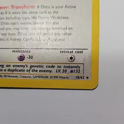 *Nice! 1st Edition!* Pokemon Ditto Rare Fossil 18/62 1999 Regular LP MP - Image 3