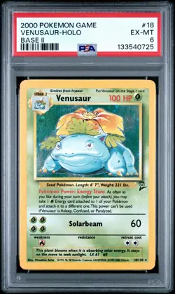 2000 Pokemon Base Set 2 Venusaur Holo 18/130 PSA 6 - Image 1