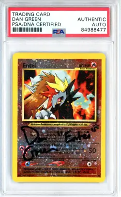 PSA Signed Dan Green Pokemon TCG Entei Wizards Black Star Promos 34 Holo Promo - Image 1