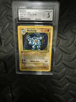 Pokemon 1999 Machamp Base Set - 1st Edition- 8/102 Holo CGC 5 - Image 4