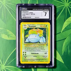 ✨ CGC 7 NM 🌀 SWIRL ✨ Pokemon Game Base Set 2 Unlimited Holo Venusaur #18/130 - Image 1