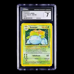 ✨ CGC 7 NM 🌀 SWIRL ✨ Pokemon Game Base Set 2 Unlimited Holo Venusaur #18/130 - Image 2