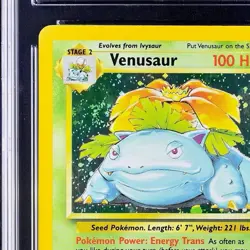 ✨ CGC 7 NM 🌀 SWIRL ✨ Pokemon Game Base Set 2 Unlimited Holo Venusaur #18/130 - Image 4