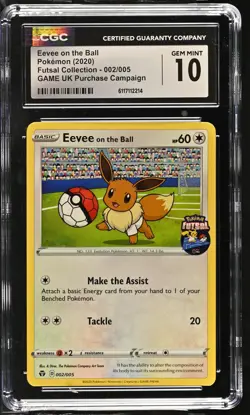 2020 Pokemon Futsal Collection Eevee on the Ball GAME UK 002/005 CGC 10 #002/005 - Image 1
