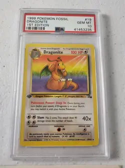 Dragonite 19/62 - Fossil Set WOTC *PSA 10 - GEM MINT* Rare Pokemon Card - Image 3