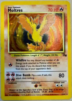 Moltres 12/62 Fossil Holo Rare 1999 Vintage Pokemon TCG WotC MP LP - Image 1
