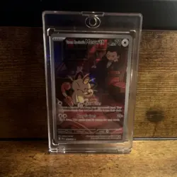 Pokemon Team Rocket's Meowth Full Art Holo Illustration Rare Sv10 203/182 - Image 1