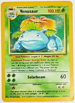 Pokemon Venusaur 15/102 Base Set Holo Rare 100 HP TCG Card Rare LP - Image 1