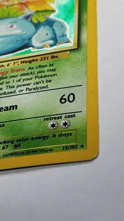 Pokemon Venusaur 15/102 Base Set Holo Rare 100 HP TCG Card Rare LP - Image 3
