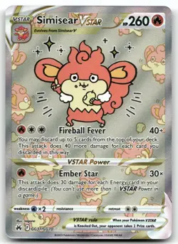 Simisear VSTAR GG37/GG70 Crown Zenith Galarian Gallery Pokemon Card TCG - Image 1