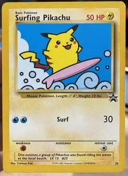 Pokemon Surfing Pikachu 28/53 Wotc Promo Regular 50 HP 30 Attack Basic Card - Image 1
