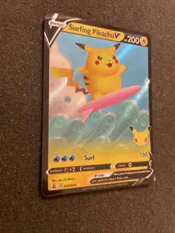 Surfing Pikachu V Pokemon TCG Celebrations 25th Anniversary Holo 08/025 M-NM - Image 2