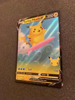 Surfing Pikachu V Pokemon TCG Celebrations 25th Anniversary Holo 08/025 M-NM - Image 3