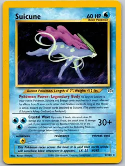 SUICUNE POKEMON NEO REVELATION 27/64 RARE MP - Image 2