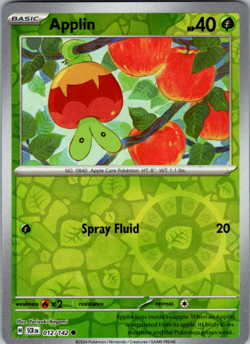 Pokemon Applin 012/142 Stellar Crown Reverse Holo Common - Image 1