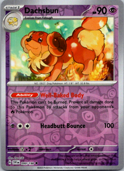 Dachsbun 099/198 Reverse Holo Uncommon Pokemon TCG Scarlet & Violet Base Set - Image 1