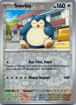 2024 Pokemon Twilight Masquerade Snorlax 136/167 Reverse Holo - Image 1