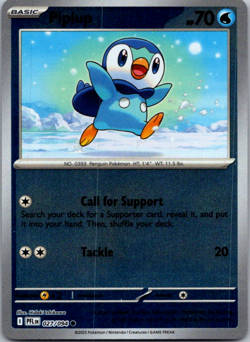 2025 Pokemon Phantasmal Flames Piplup 027/094 Reverse Holo - Image 1