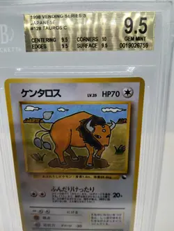 1998 Pokemon Japanese Vending Series 3 Bgs 9.5 Gem Mint #128 Tauros C PM Pocket - Image 3