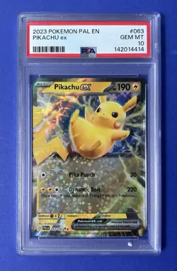2023 Pokemon PAL EN Pikachu ex #063 PSA 10 GEM MT - Image 1