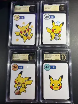Pokemon Taruka Pikachu 1st, 2nd, 3rd, 4th Place CGC Pristine 10 Sequential Set - Image 1