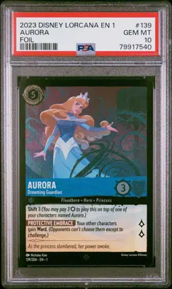 2023 DISNEY LORCANA THE FIRST CHAPTER FOIL #139 AURORA Dreaming Guardian PSA 10 - Image 1