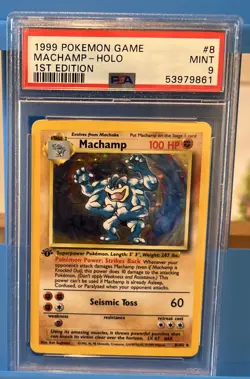 Machamp Base Set #8 1st Edition Holo 1999 PSA 9 Pokemon Card - Image 1
