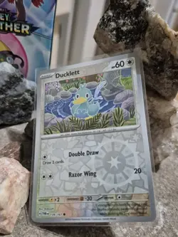 pokemon Cards Ducklett Holo 1pcs+1pcs Sleeve 2024 #139/167 - Image 1