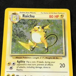 Pokemon 1999 Raichu Base Set Holo Card 14/102 Rare MP - Image 3