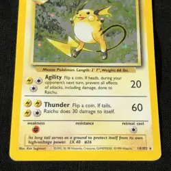 Pokemon 1999 Raichu Base Set Holo Card 14/102 Rare MP - Image 4