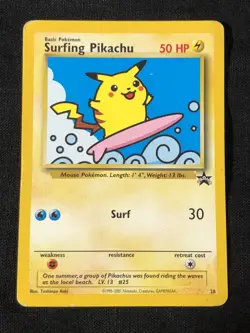 Pokemon 2001 Surfing Pikachu Black Star WOTC Promo Card 28 MP - Image 1