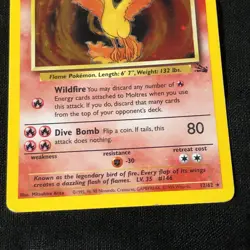 Pokemon 1999 Moltres Fossil Holo Card 12/62 Rare MP - Image 4